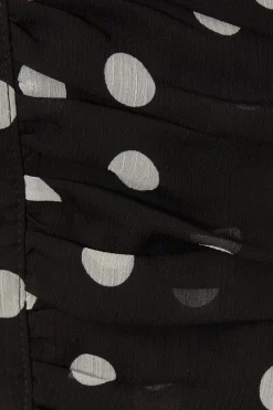 Quiz Black Chiffon Polka Dot Top Clearance