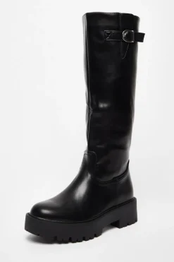 Quiz Black Chunky Knee High Boots Outlet