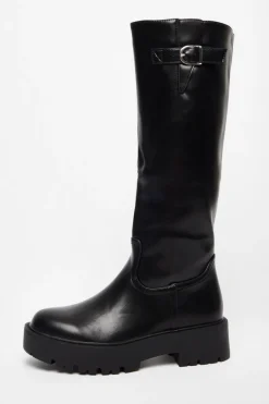 Quiz Black Chunky Knee High Boots Outlet
