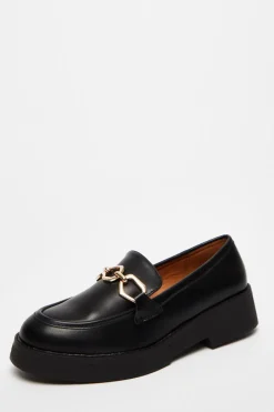 Quiz Black Chunky Patent Loafers Hot