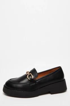 Quiz Black Chunky Patent Loafers Hot