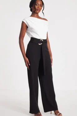 Quiz Black Contrast Palazzo Jumpsuit New