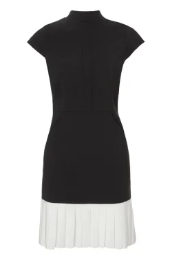 Quiz Black Contrast Pleated Mini Dress Clearance