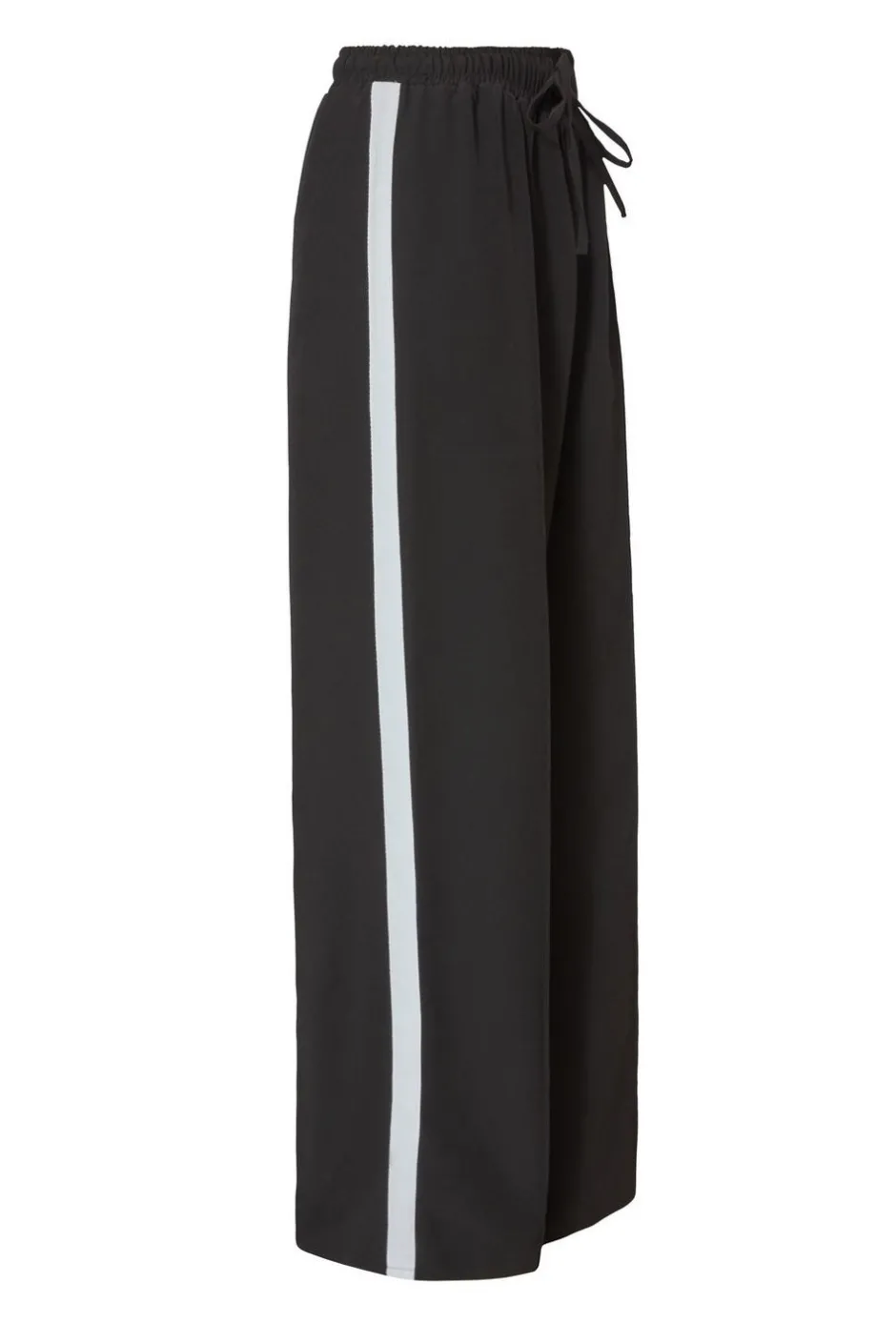 Quiz Black Contrast Striped Trousers Hot
