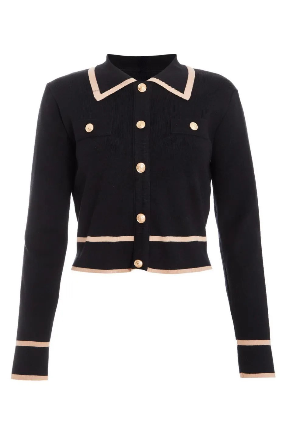 Quiz Black Contrast Trim Knit Cardigan Online