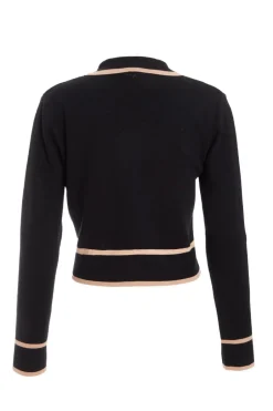 Quiz Black Contrast Trim Knit Cardigan Online