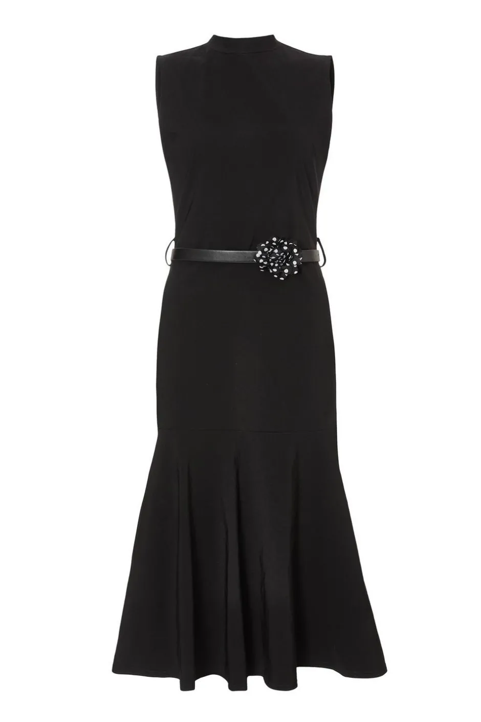 Quiz Black Corsage Belt Midi Dress New