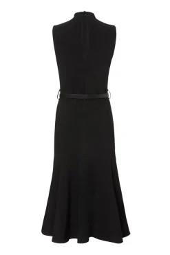 Quiz Black Corsage Belt Midi Dress New