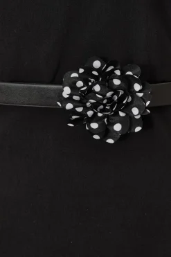 Quiz Black Corsage Belt Midi Dress New