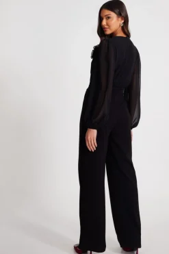 Quiz Black Corsage Wide Leg Jumpsuit Discount