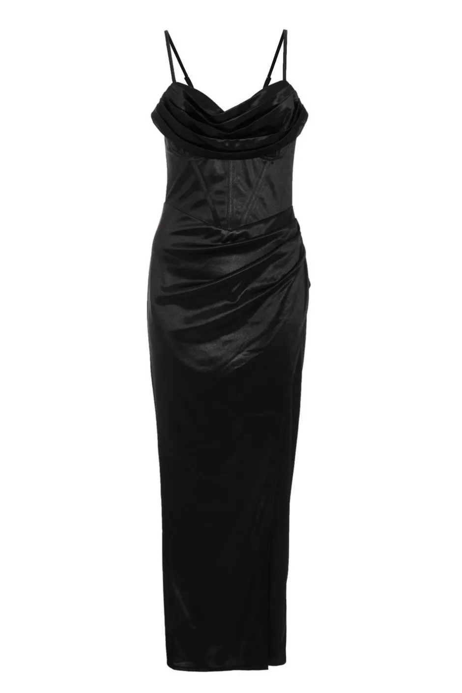 Quiz Cowl Neck Corset Dress Black