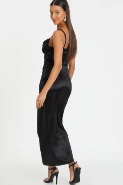 Quiz Cowl Neck Corset Dress Black