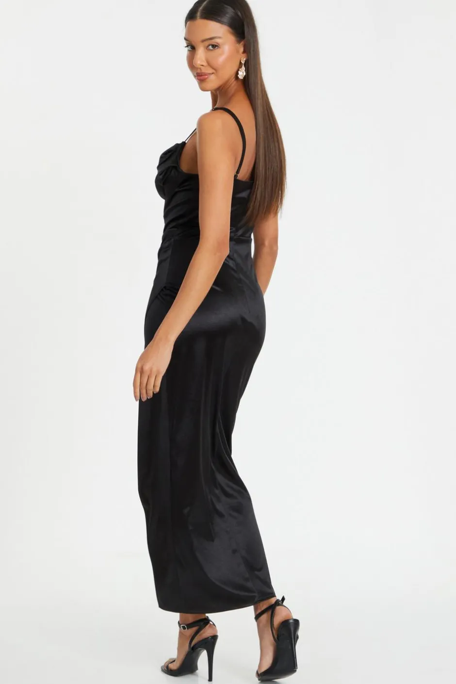 Quiz Cowl Neck Corset Dress Black