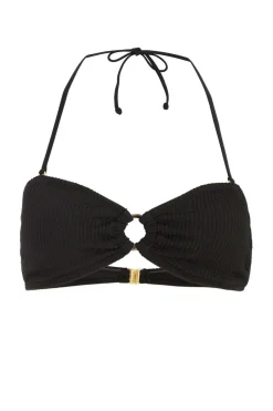 Quiz Black Crinkle Ring Bikini Top Online