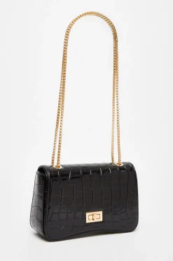 Quiz Black Croc Cross Body Bag Best