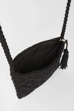 Quiz Crochet Cross Body Bag Black