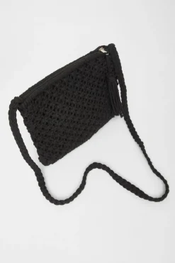 Quiz Crochet Cross Body Bag Black