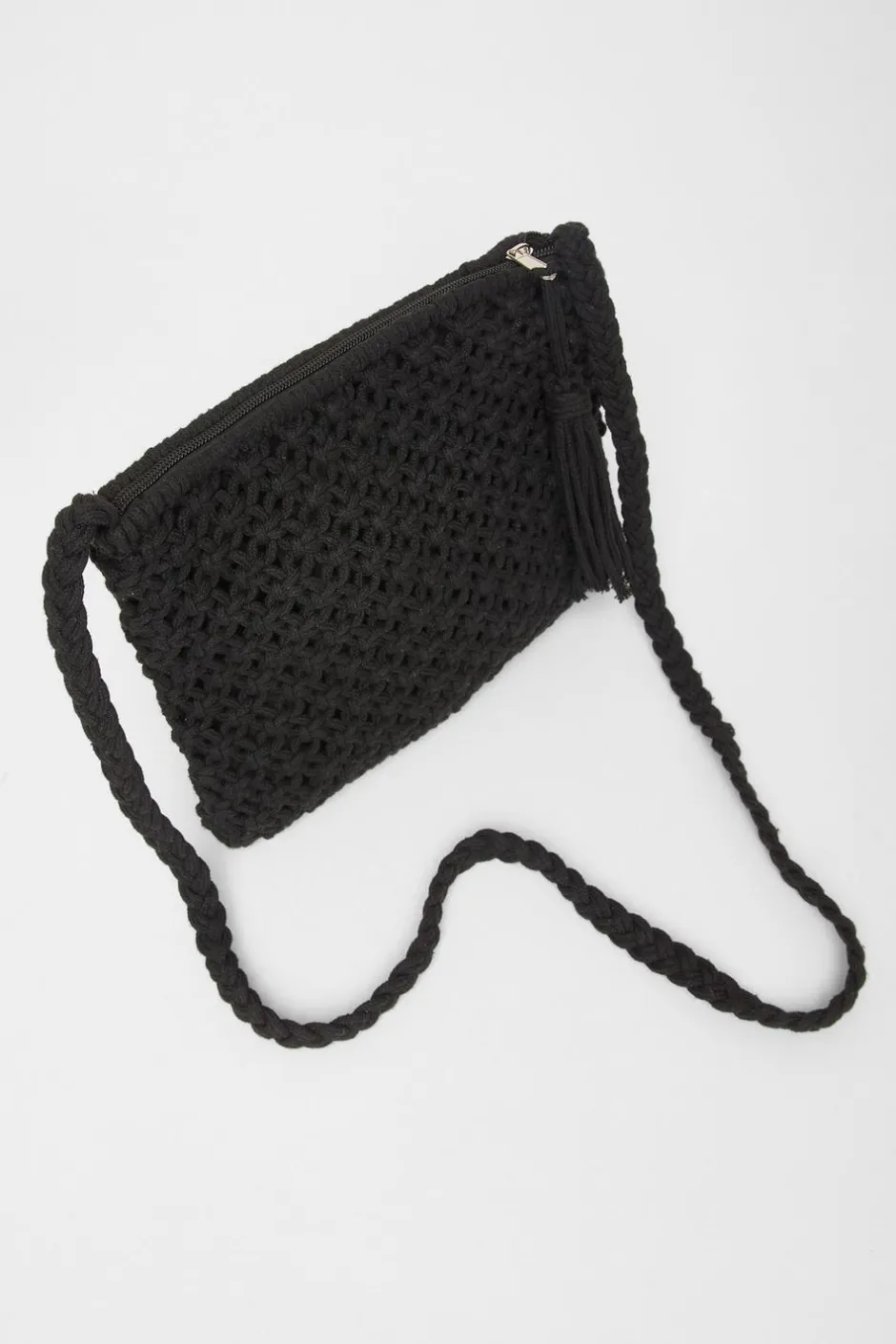Quiz Crochet Cross Body Bag Black