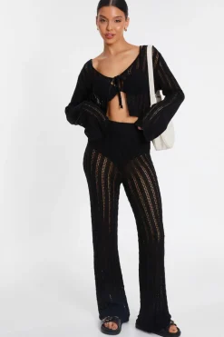 Quiz Crochet Knit Trousers Black Best