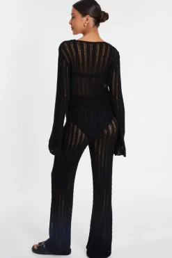Quiz Crochet Knit Trousers Black Best