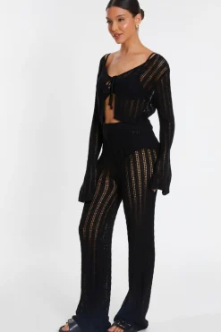 Quiz Crochet Knit Trousers Black Best