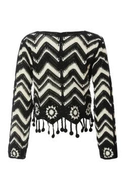 Quiz Black Crochet Knitted Top