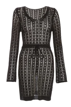 Quiz Black Crochet Mini Dress Hot