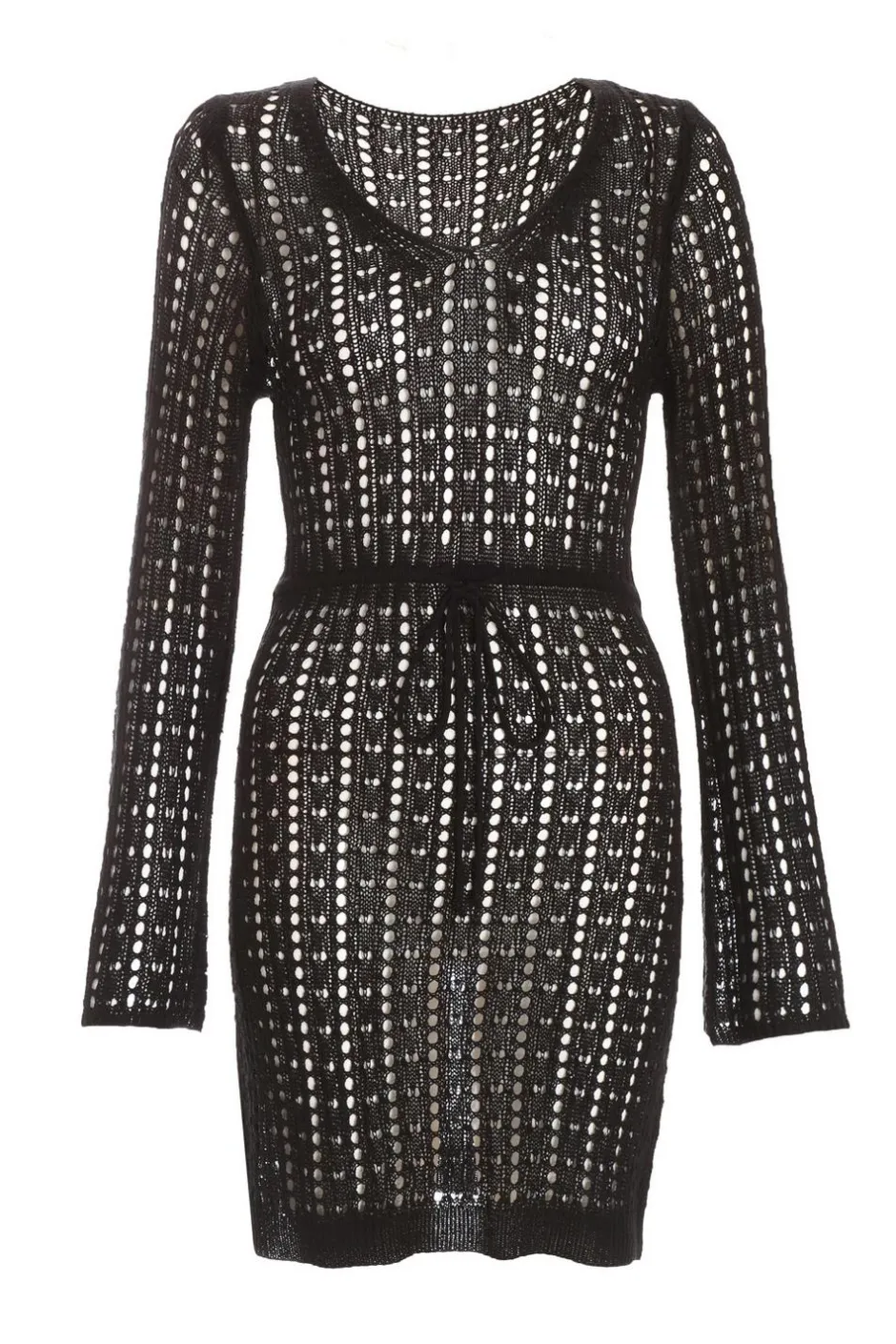 Quiz Black Crochet Mini Dress Hot
