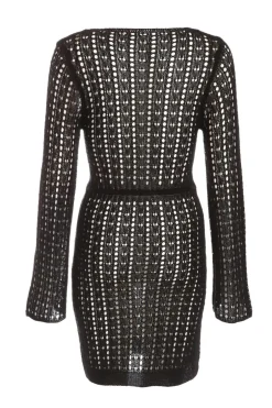 Quiz Black Crochet Mini Dress Hot
