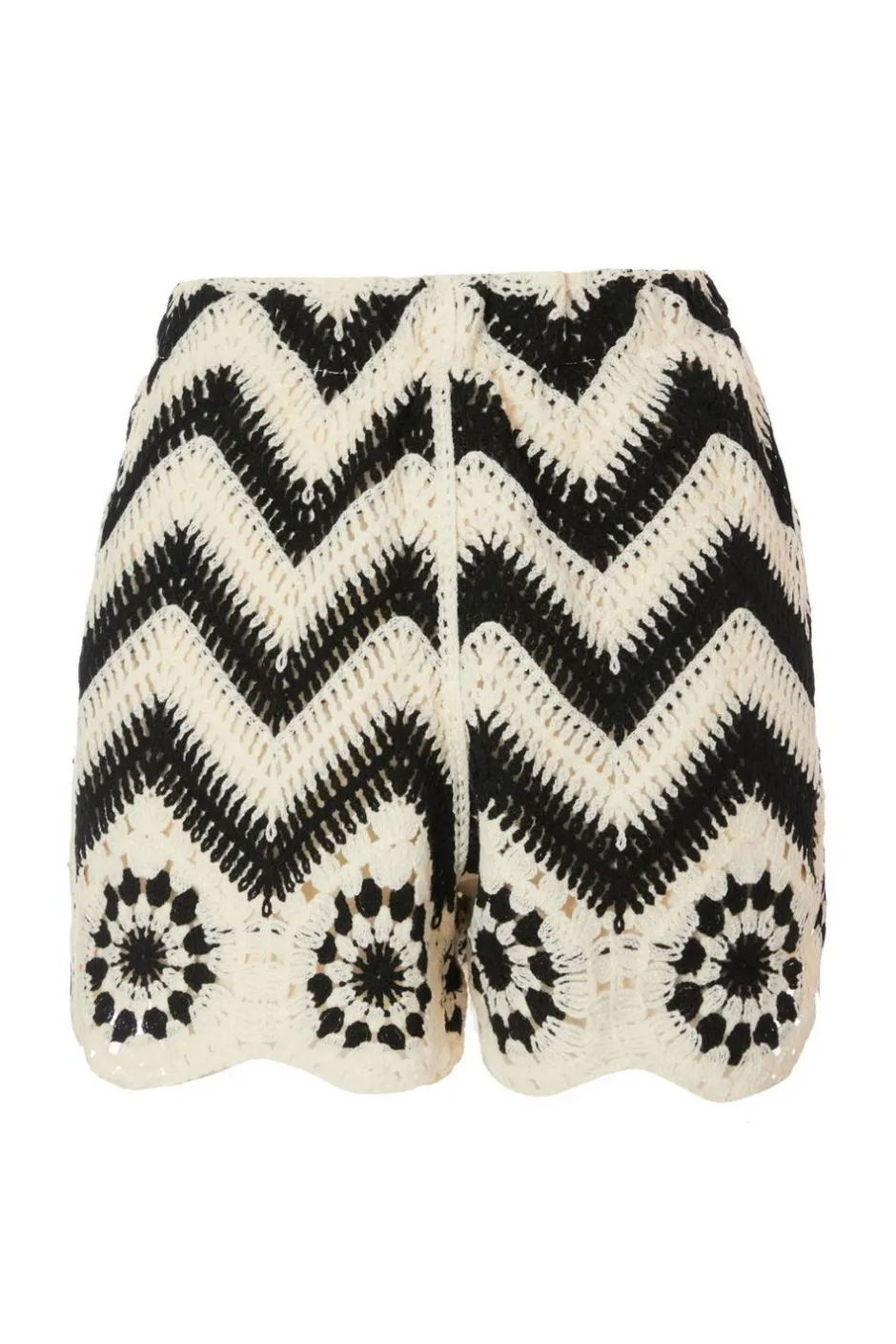Quiz Crochet Scalloped Shorts Black Hot