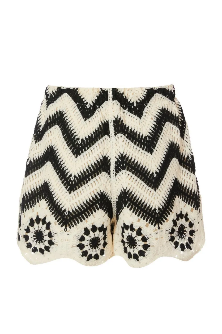 Quiz Crochet Scalloped Shorts Black Hot