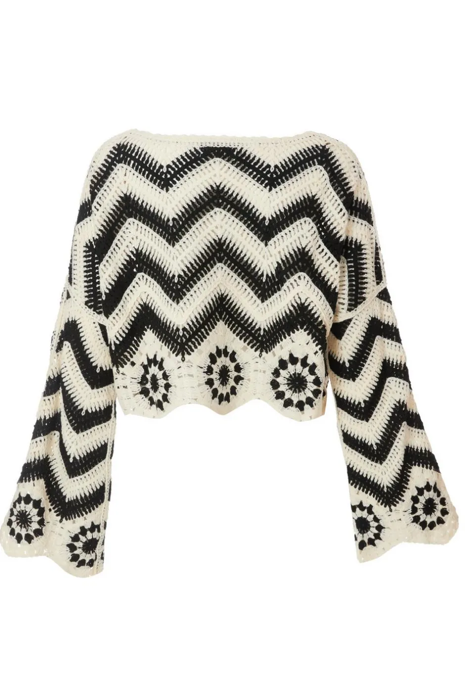 Quiz Crochet Scalloped Top Black