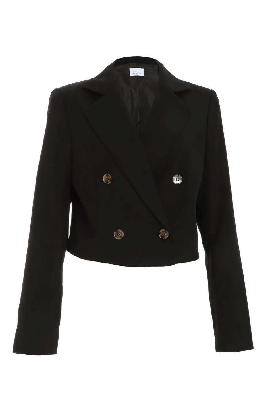 Quiz Cropped Tailored Blazer Black Sale
