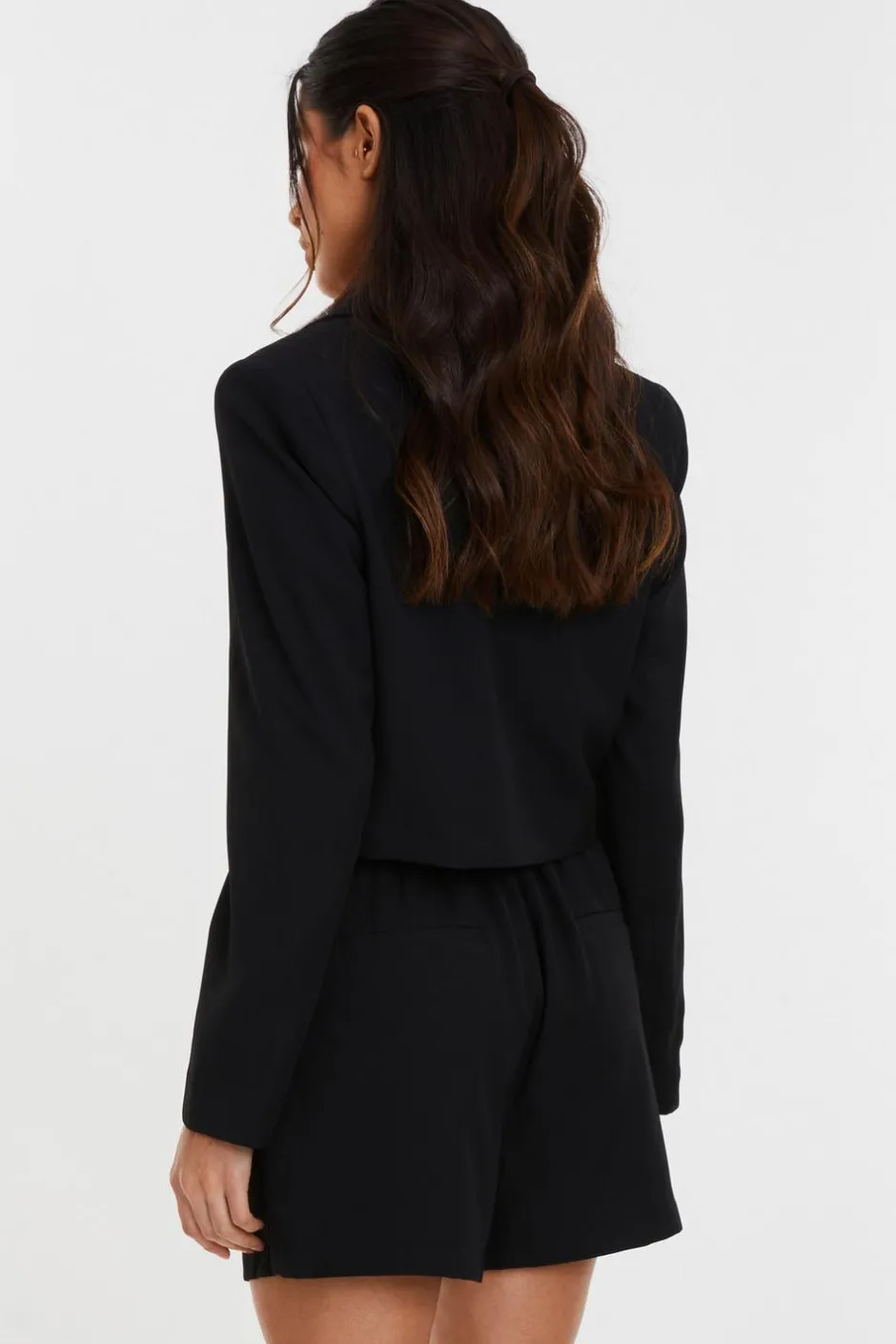 Quiz Cropped Tailored Blazer Black Sale