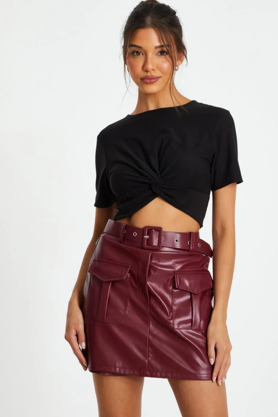 Quiz Black Cross Front Crop Top Best