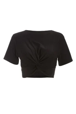 Quiz Black Cross Front Crop Top Best