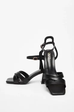 Quiz Black Cross Strap Heeled Sandal Outlet