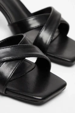 Quiz Black Cross Strap Heeled Sandal Outlet