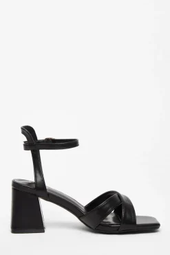 Quiz Black Cross Strap Heeled Sandal Outlet