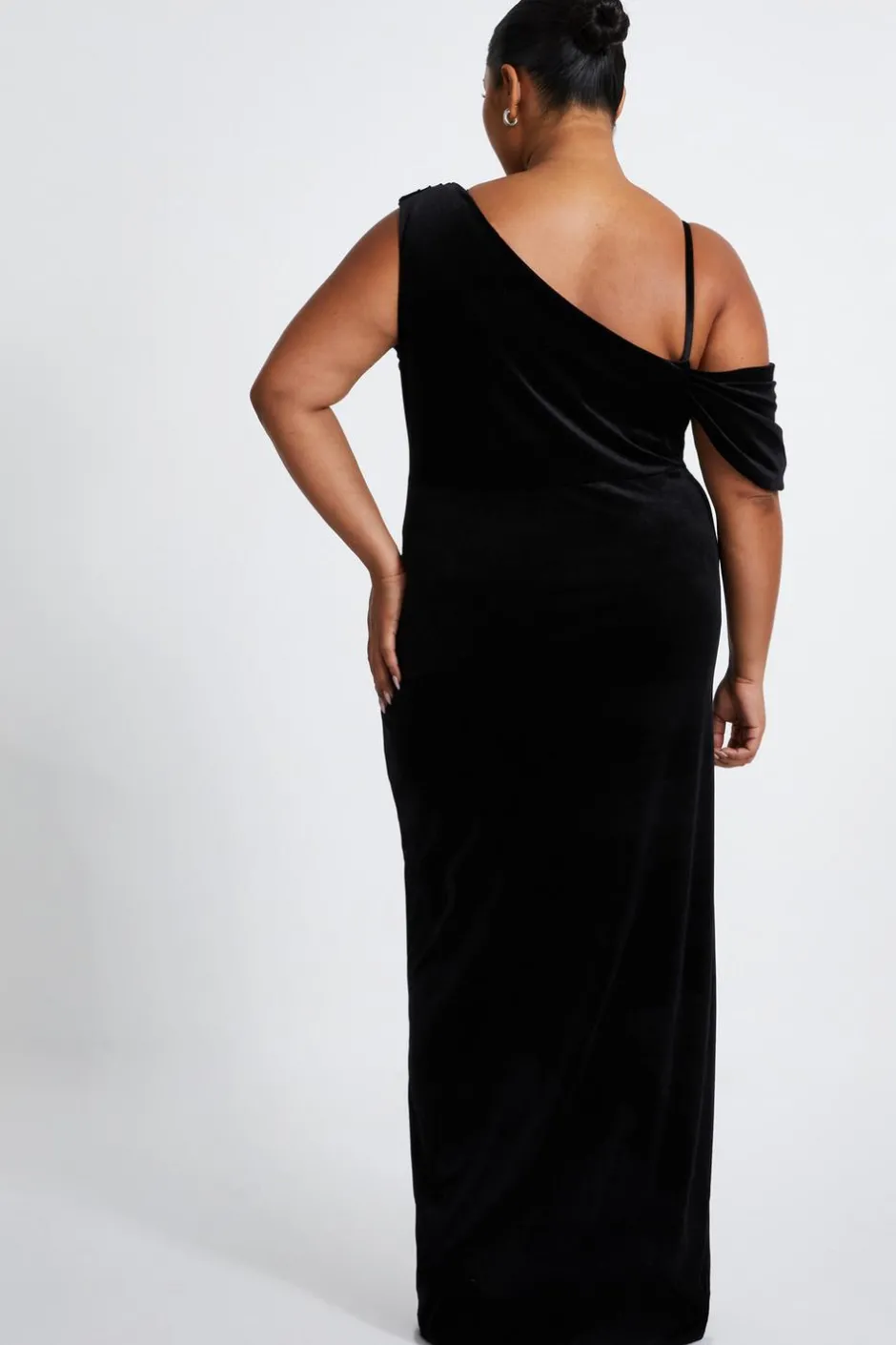Quiz Curve Velvet Wrap Maxi Dress Black Hot