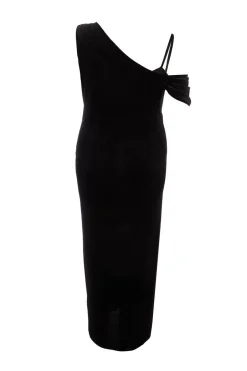 Quiz Curve Velvet Wrap Maxi Dress Black Hot