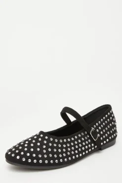 Quiz Diamante Ballet Pumps Black Hot