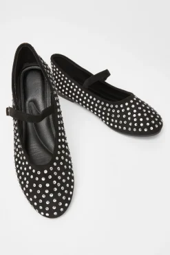 Quiz Diamante Ballet Pumps Black Hot