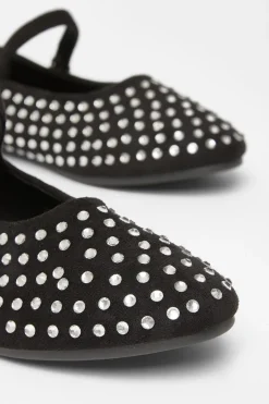 Quiz Diamante Ballet Pumps Black Hot