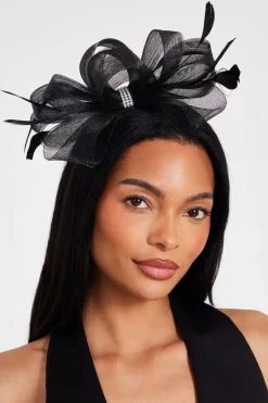 Quiz Diamante Bow Headband Fascinator Black Hot