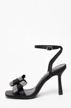 Quiz Diamante Bow Heels Black Outlet