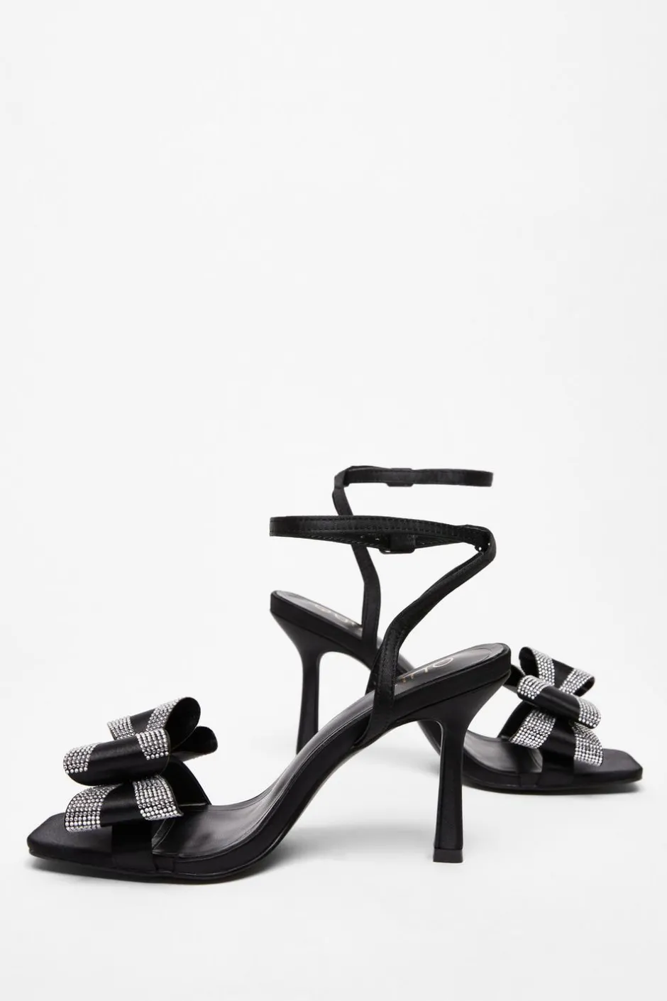 Quiz Diamante Bow Heels Black Outlet