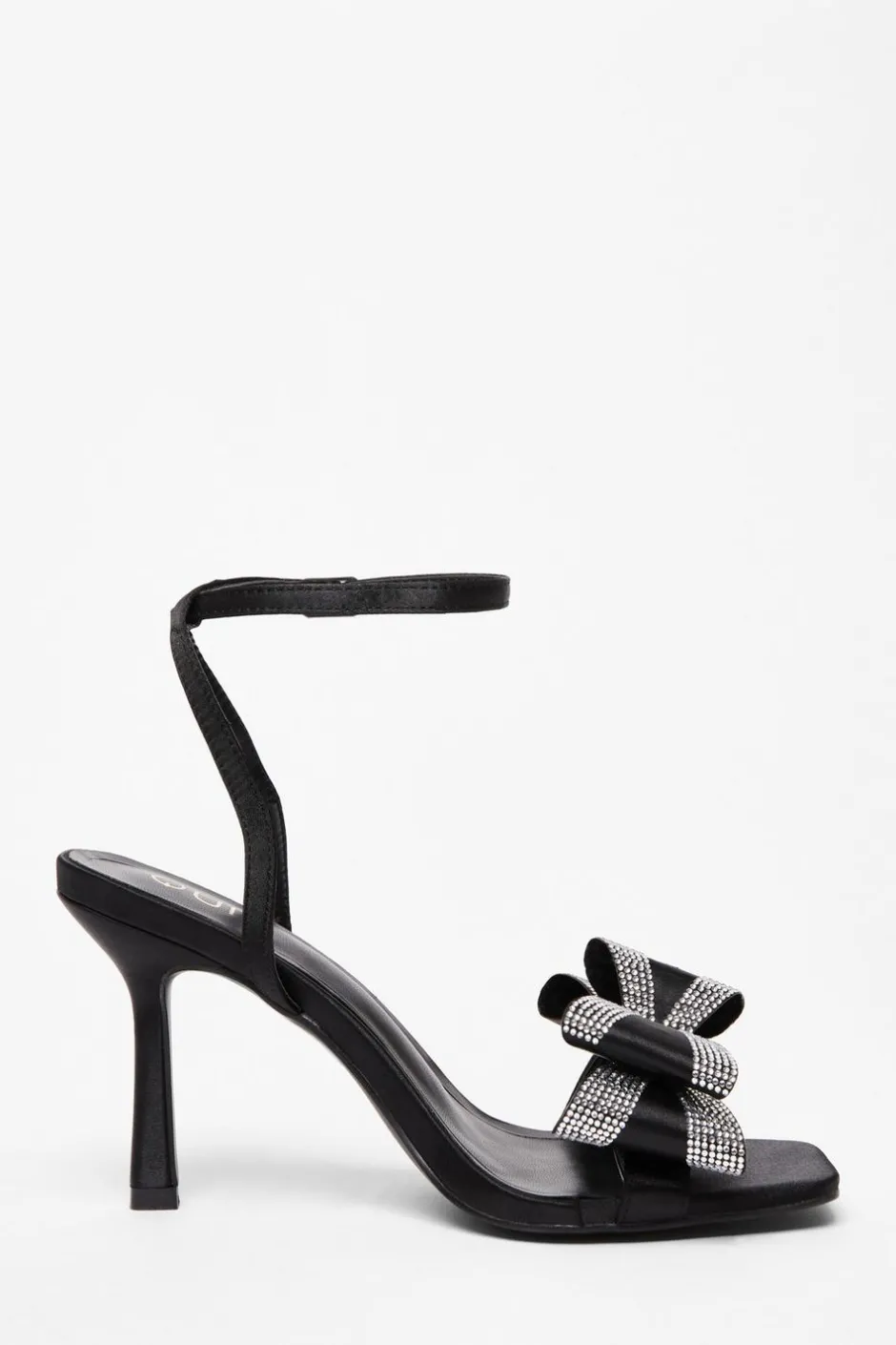 Quiz Diamante Bow Heels Black Outlet