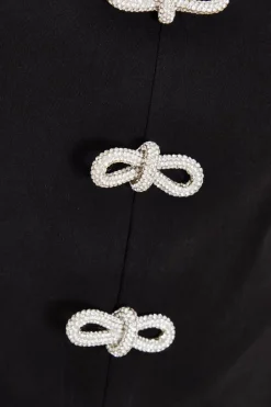 Quiz Black Diamante Bow Top Clearance