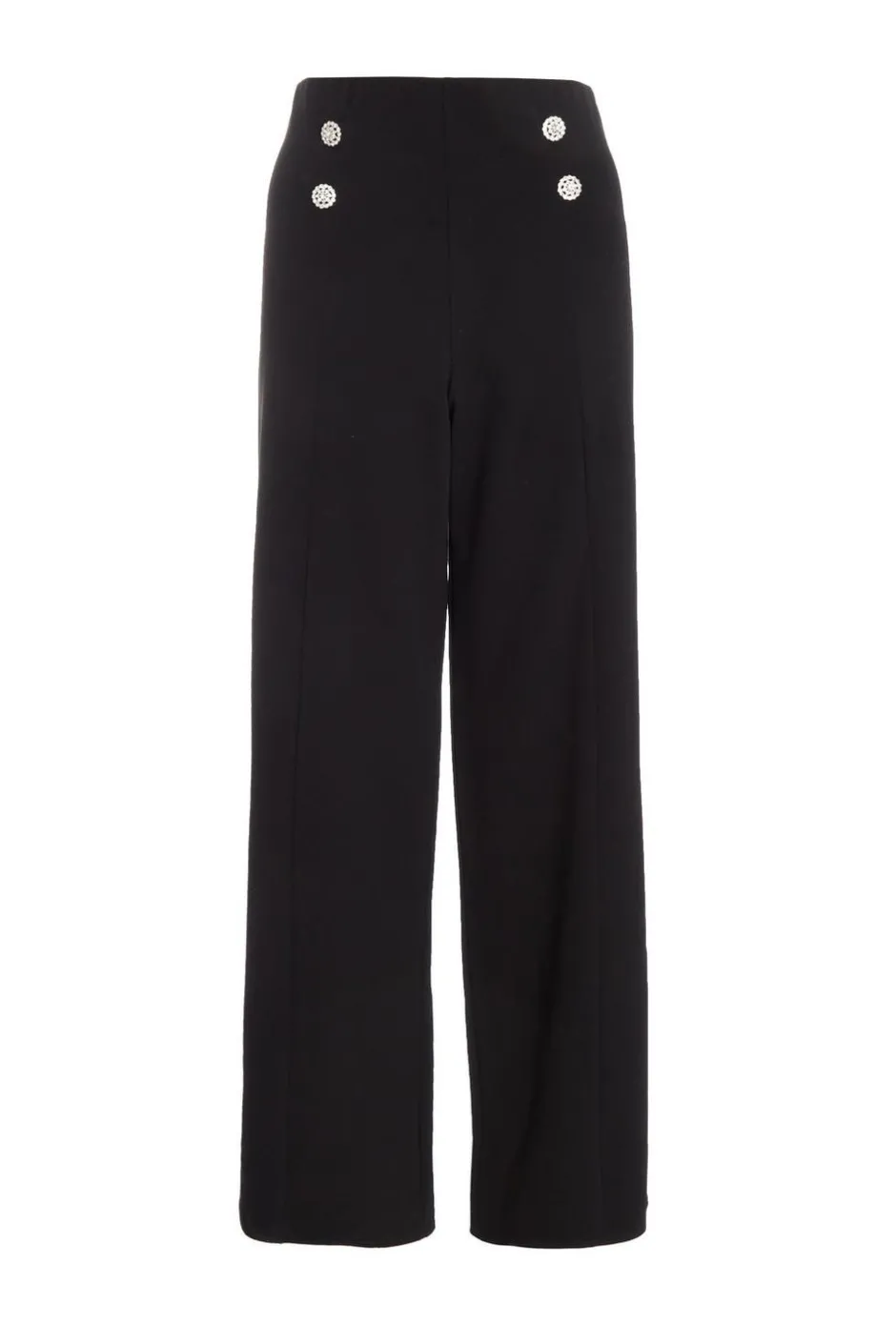 Quiz Black Diamante Button Palazzo Trousers New